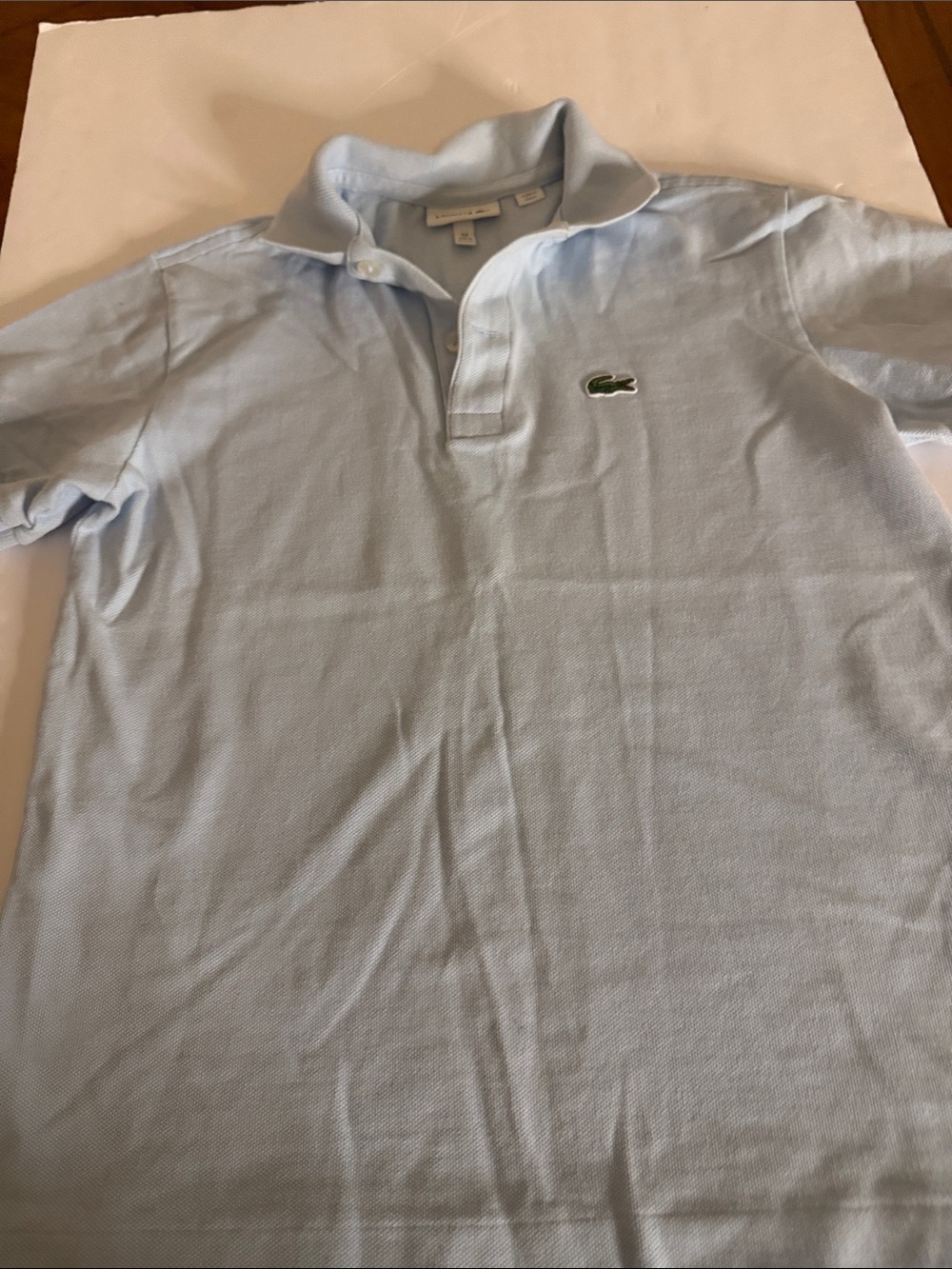 Lacoste Pale Blue Polo with Green Crocodile Logo